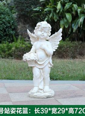 户外园林景观天使人物花缸摆件别墅门店造景装饰玻璃钢丘比特雕塑