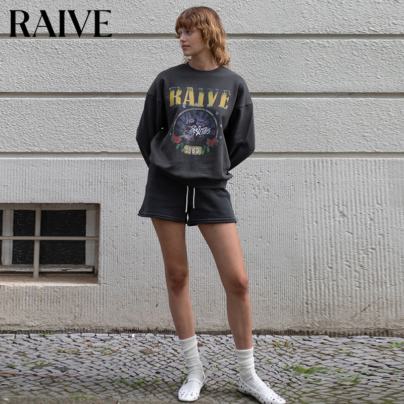 [明星同款]RAIVE2024秋新款女上衣品牌logo印花撞色圆领NANA卫衣