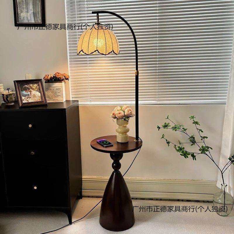 新款中古风客厅落地灯置物架一体沙发灯卧室床头柜氛围感落地台灯,淘宝优惠券,粉丝福利购,淘宝优惠卷