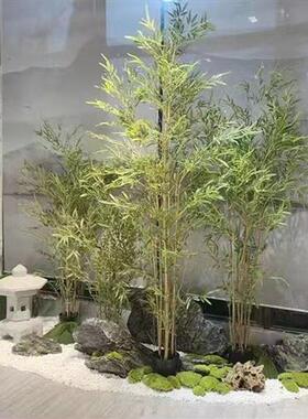 新款仿真竹子盆栽富贵竹金丝竹紫竹室内造景装饰植物小叶禅意竹