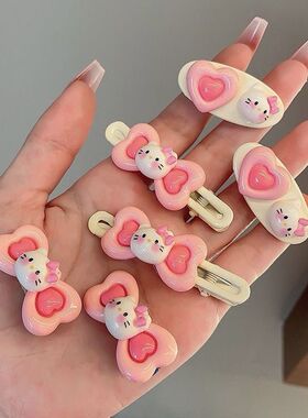HelloKitty粉色爱心发夹少女侧边碎发刘海夹可爱凯蒂猫前额发卡