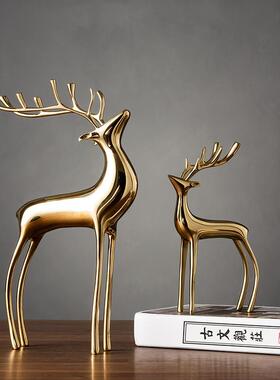 新品。电视柜客厅酒柜铜鹿后v现代轻奢摆件家具家居装饰品玄关茶