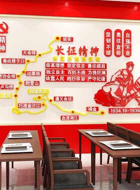 新品幼儿园环创红色m教育主题文化墙面装饰长征精神路线走廊教室