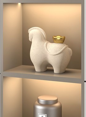 极速马上有钱办公室装饰品新中式酒柜电视柜马到成功X招财摆件开