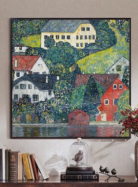 新品克里姆特名画小众艺术挂画治愈系风景卧室桌面摆画Y餐厅书房