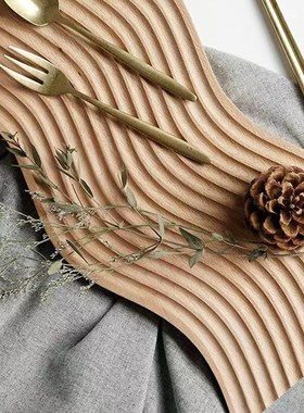 样板间厨房餐厅榉木实木砧板面包板餐盘轻奢现代R软装饰品摆件道