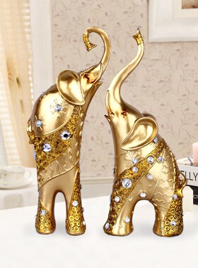 树脂工艺品钻石情侣r大象摆件对象新房家居饰品40