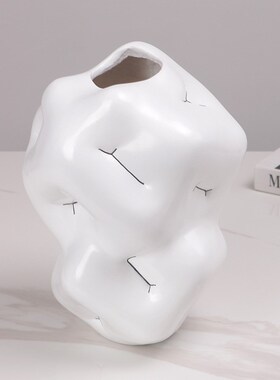 简约黑白创意抽象艺术插花花器样板间客厅玄关T餐桌茶几花瓶摆件