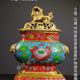 Antique antique pure copper cloisonné cloisonné enamel gilt three-crane tripod foot incense burner ornaments home retro