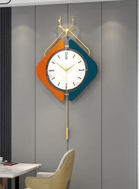 客厅钟表时钟简约挂钟家用创意装B饰时尚北欧轻奢挂墙现代个性鹿