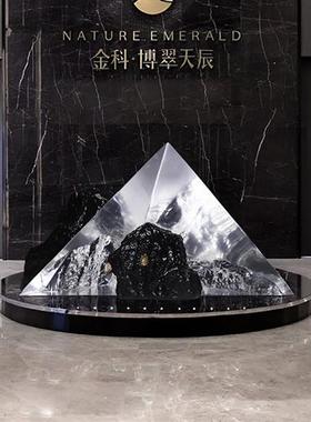 大型景观石头假山玻璃钢雕塑定制酒店大堂售楼处软装饰品落地摆件