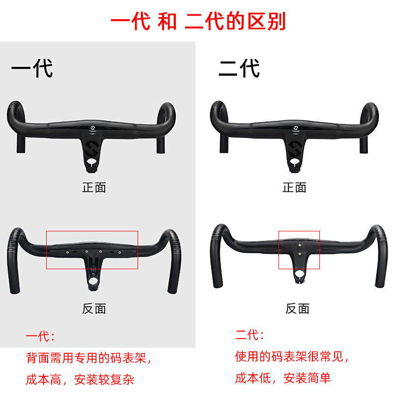 TOSEEK全碳纤维公路自行车车一体弯把带把立 UD黑灰银竹节款 - 图2