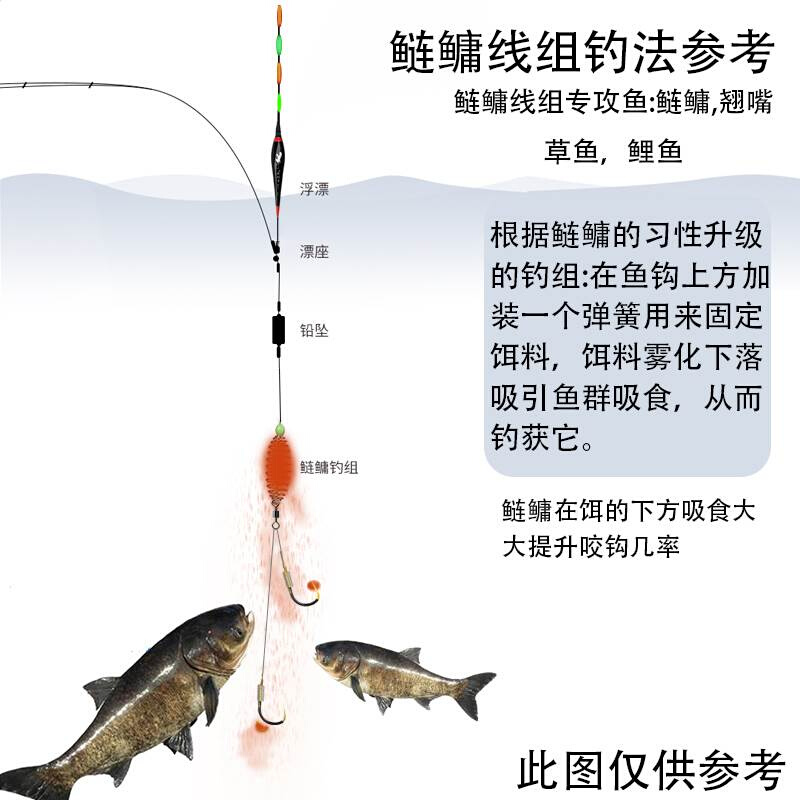 2022新款日本进口手杆鲢鳙钓组套装免调漂鱼线组夜光弹簧双钩浮钓