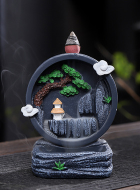 倒流香炉树脂新款创意家居办公室薰香炉香道摆件厂家跨境一件