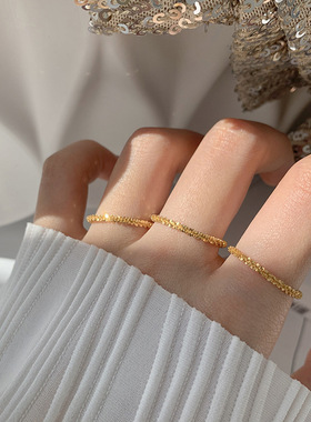 波光粼粼满天星戒指女潮闭口叠戴超闪耀轻奢精致小巧指环气质