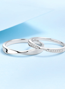 S925纯银新款时尚情侣莫桑石对戒抖音热销Pt950镀金简约批发热卖