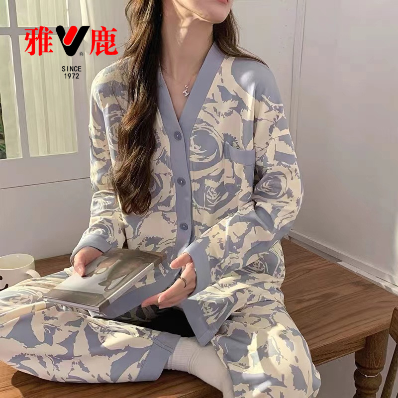 雅鹿睡衣女春秋季长袖卡通可爱外出2024年新款开衫宽松家居服大码_淘宝内购会_女士内衣/男士内衣/家居服-第5张图片-提都小院