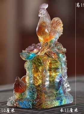 琉璃吉祥幸福f生肖鸡摆件居家客厅酒柜装饰乔迁结婚祝福工艺品送