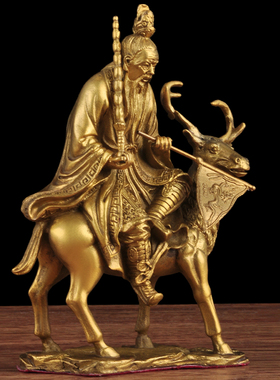 姜子牙摆件姜太公坐像铜像姜尚吕尚骑I四不像客厅店铺招财工艺品