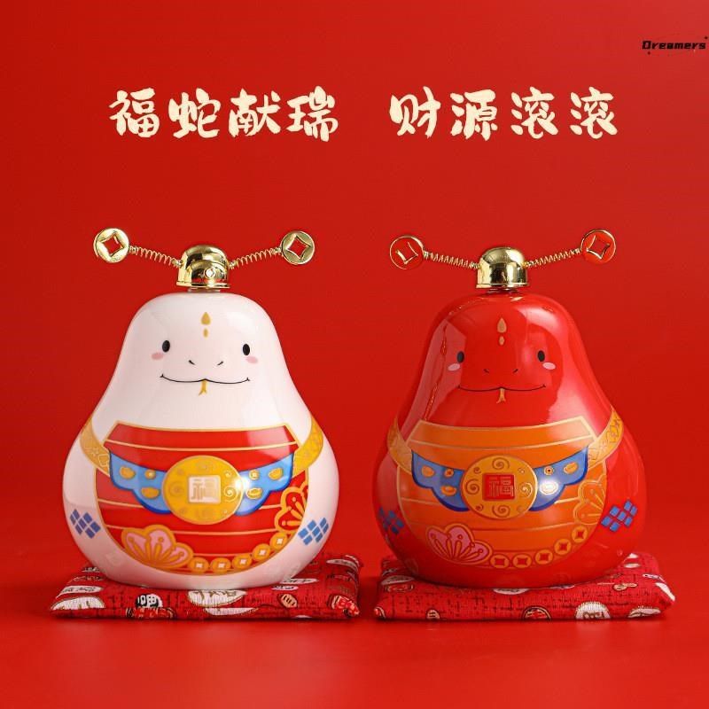 2025蛇年摆件新年礼o物陶瓷招财存钱罐可加logo十二生肖吉祥物厂,淘宝优惠券,粉丝福利购,淘宝优惠卷