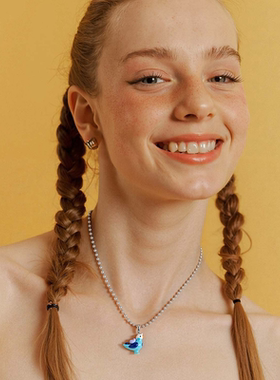 iMOKJT怪力岛系列蓝色小鸟个性项链吊坠DIY钥匙扣包挂饰