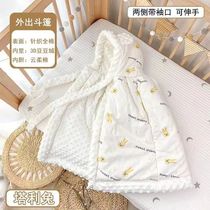 Baby cloak cape autumn and winter out windproof and warm baby Even cap cuddles with winter thickened childrens jacket