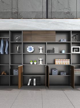 办公室文件资料储藏木质书柜子带锁更衣文档落地高柜收纳家具