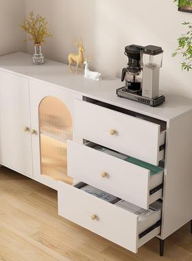 奶油风实木餐边柜斗柜靠墙收纳储物柜轻奢厨房橱柜茶水柜现代简约