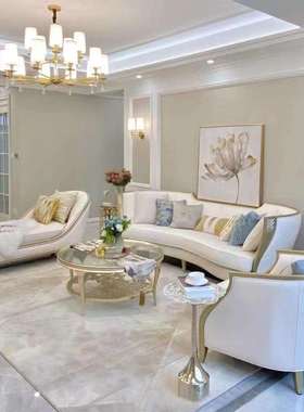 工厂直销美式轻奢阿黛拉沙发组合样板房法式轻奢实木家具