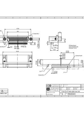 HARTING浩亭095635256132A44针母头连接器波峰焊接接线方式