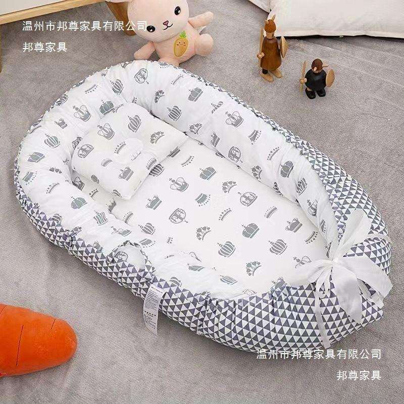 折叠可拆洗便携式防压婴儿床中床仿生全脱卸婴儿枕旅行婴儿床 - 图1