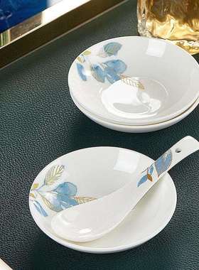 陶瓷碗盘碟套装创意家用釉中彩高脚米饭碗骨瓷餐具套装