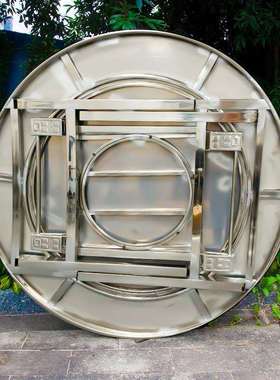 不锈钢转盘圆桌餐桌饭桌一体桌加固火锅聚餐多人聚会不锈钢大圆桌