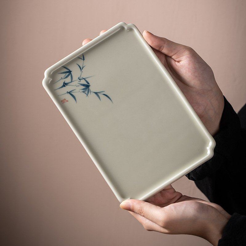 草木灰釉下手绘一壶四杯带托盘功夫茶具茶杯小套装家用商务伴手礼,淘宝优惠券,粉丝福利购,淘宝优惠卷