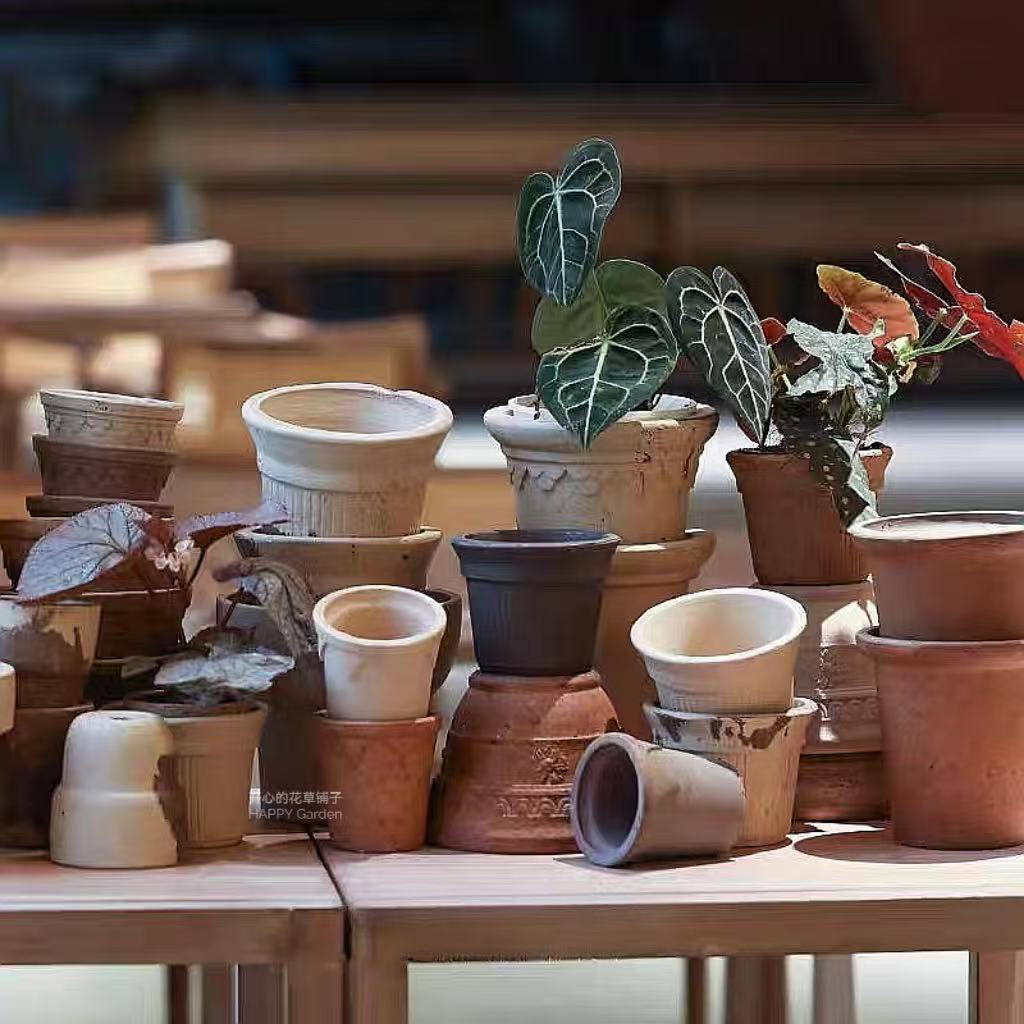 粗陶花盆透气透水 天然陶土 花边牛奶ins风 简约阳台花园落地窗,淘宝优惠券,粉丝福利购,淘宝优惠卷