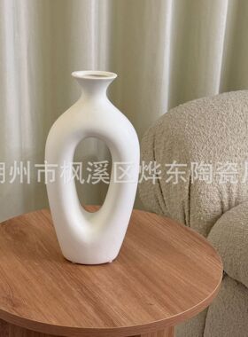 中古摆件新中式简约桌面装饰轻奢级感陶瓷花干花花器厂家直销