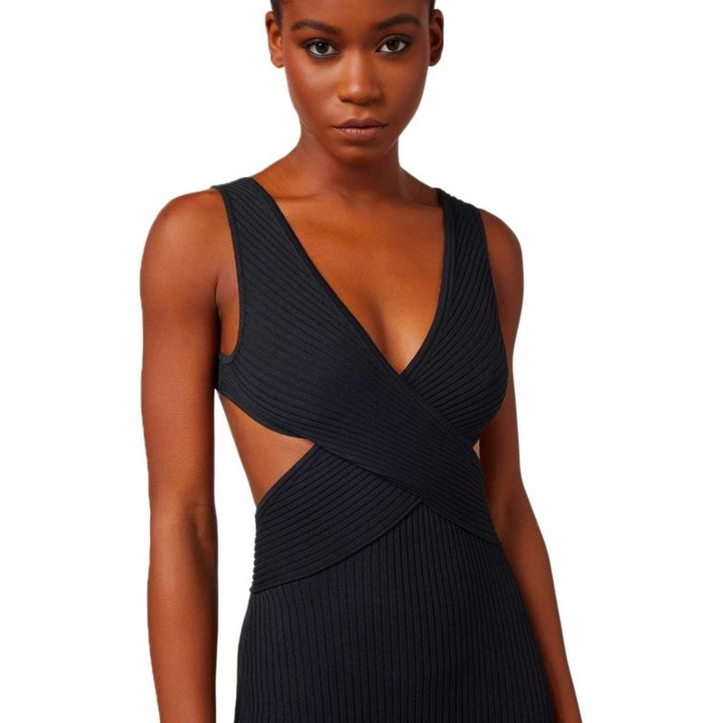 ELISABETTA FRANCHI  RED CARPET BLACK CUT-OUT DRESS - 图3