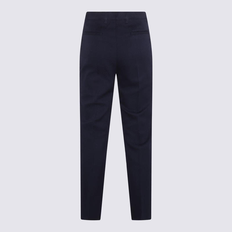 ETRO BLUE COTTON STRETCH PANTS - 图0