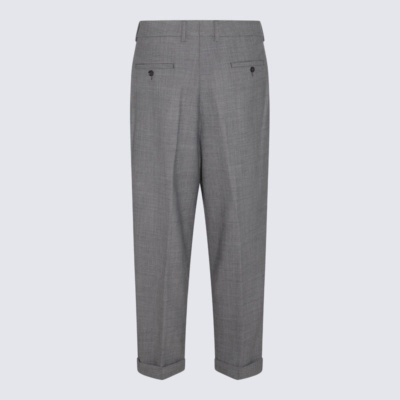 AMI PARIS GREY WOOL BLEND PANTS - 图0