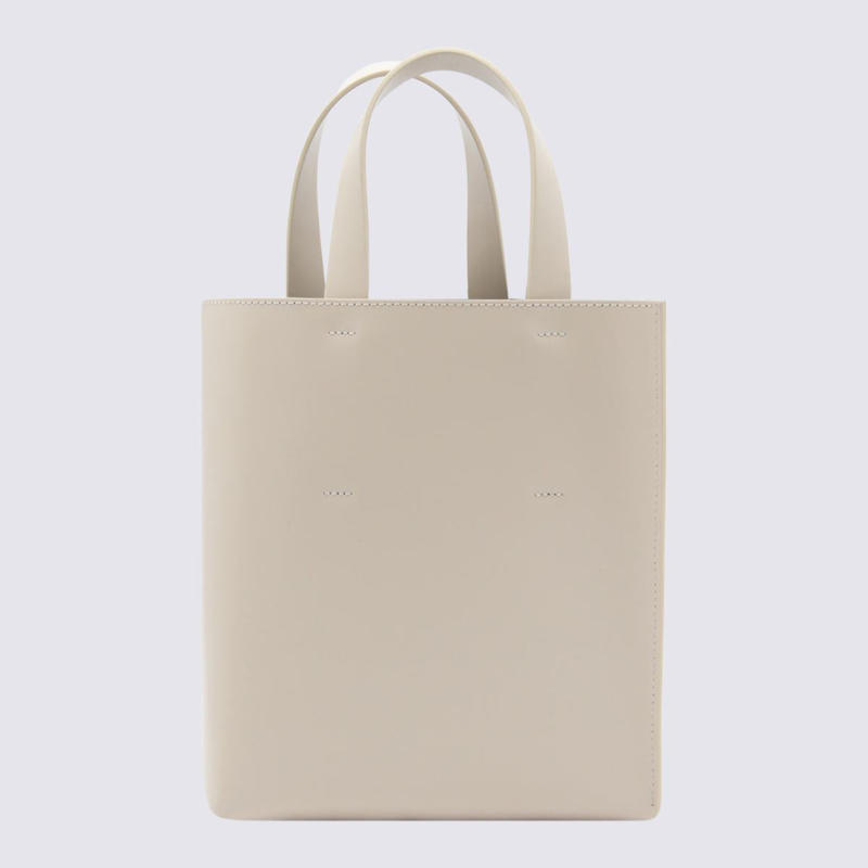 MARNI WHITE LEATHER MUSEO TOTE BAG - 图0