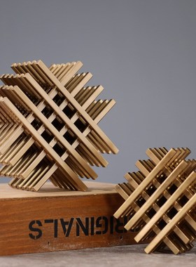 样板房现代井字摆件客厅摆设装饰办公室金属创意抽U象几何体工艺