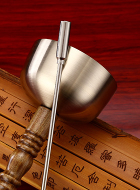 台湾绿檀引磬纯铜罄木柄引庆法器佛堂H用品家用实木直杆引磬引擎