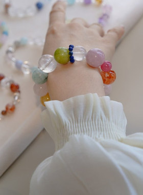 天然水晶玛瑙海蓝青金多宝手链