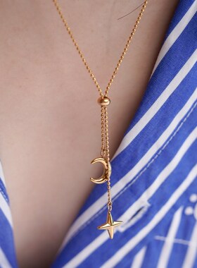 叠戴星空色天然蓝纹石项链