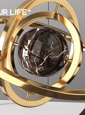 地球仪摆件金属质感轻奢客厅家居装G饰品书房办公室桌面工艺品