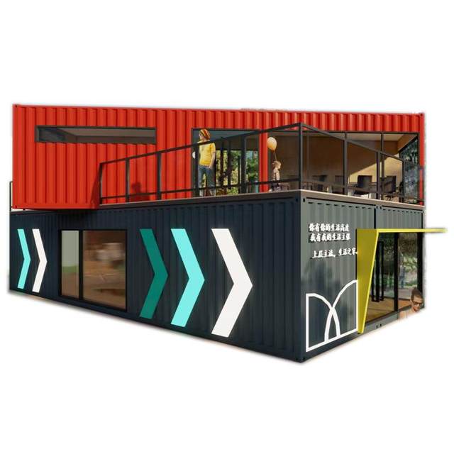 Brand new customized two-story steel structure container sales department exhibition hall sunroom design and construction