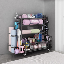 High-end Fitness Intake Rack Home Large Capacity Yoga Mat Storage Basket With Wheels Mobile Multifunction Sports Equipment Disposal