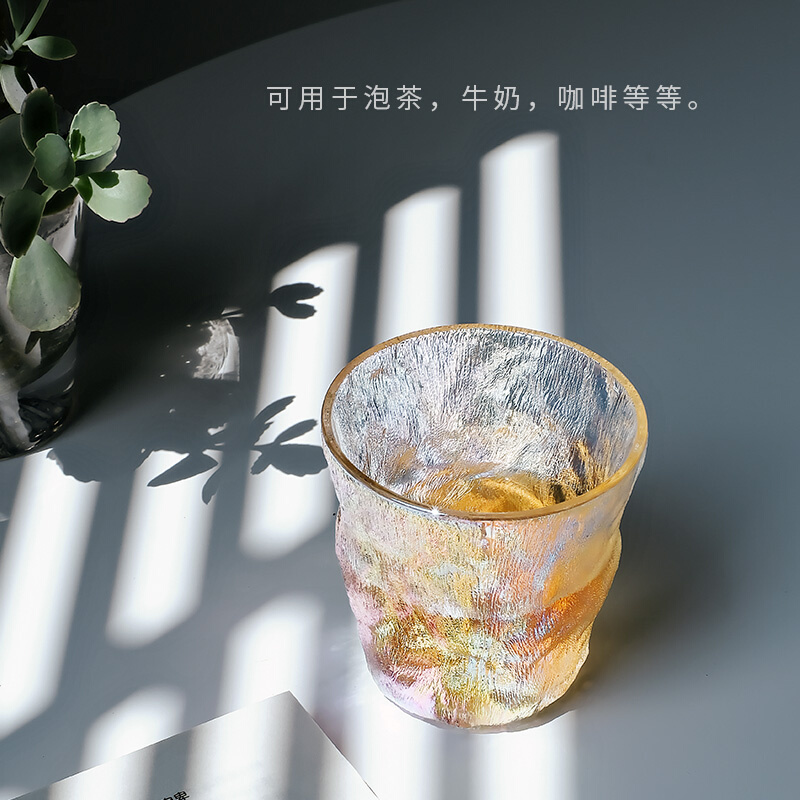 冰川纹玻璃杯高颜值水杯ins风渐变咖啡杯女夏家用耐热茶杯酒杯男 - 图0