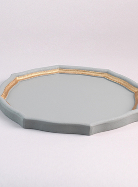 欧式家居蓝色八角装饰托盘摆件现代简约新中式黑白茶几Z餐桌收纳