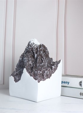 现代新中式抽象假山雕o塑艺术品酒店玄关办公室大班台雪山软装摆